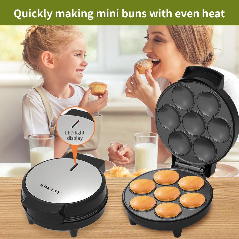7-Hole Electric Mini Pancake & Tart Maker with Large Capacity and Constant Temperature Control