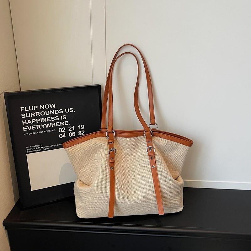 IELGY Casual Large-Capacity Canvas Bag Lightweight All-Match Commuter Shoulder Simple Portable Tote Bag