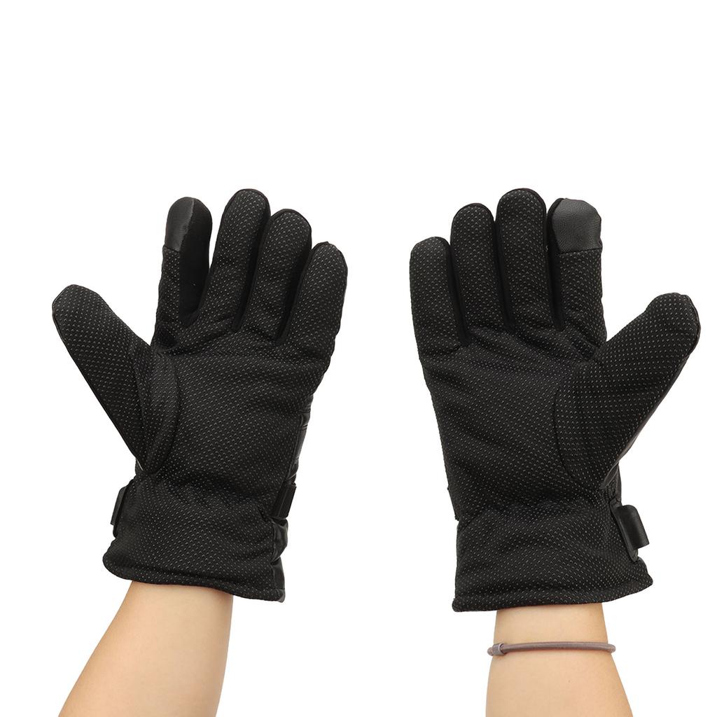 2pcs Heated Gloves USB 5V Waterproof PU Leather Breathable Adjustable Can Touch The Phone Screen Electric Heating