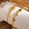 Colored Zircon Stone Heart Women's Bracelet Moon Star Adjustable Box Chain Wristband Jewelry Gift For Girlfriend Valentine's Day