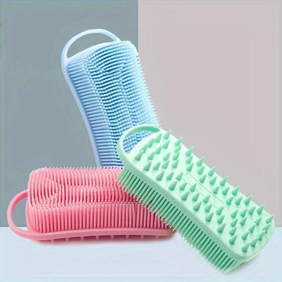 Perie de corp siliconică cu două fețe, perie flexibilă de duș pentru spate, exfoliantă, cu peri moi, perie pentru șampon, unelte pentru baie
