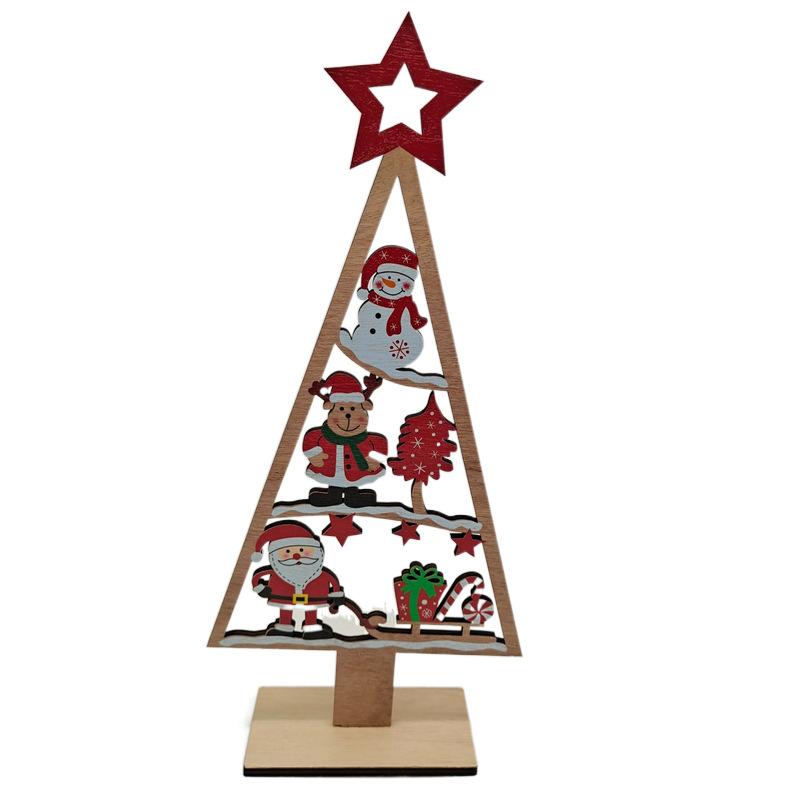 Wooden Christmas Tree Shaped Mini Pendants New Year Home Decor Gift Craft Props DIY Festival Party Tabletop Ornaments Gift