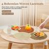 4Pcs Round Boho Placemats with Tassels Woven Place Mats Stable and Nonslip Table Placemats for Kitchen Dining Table Restaurant