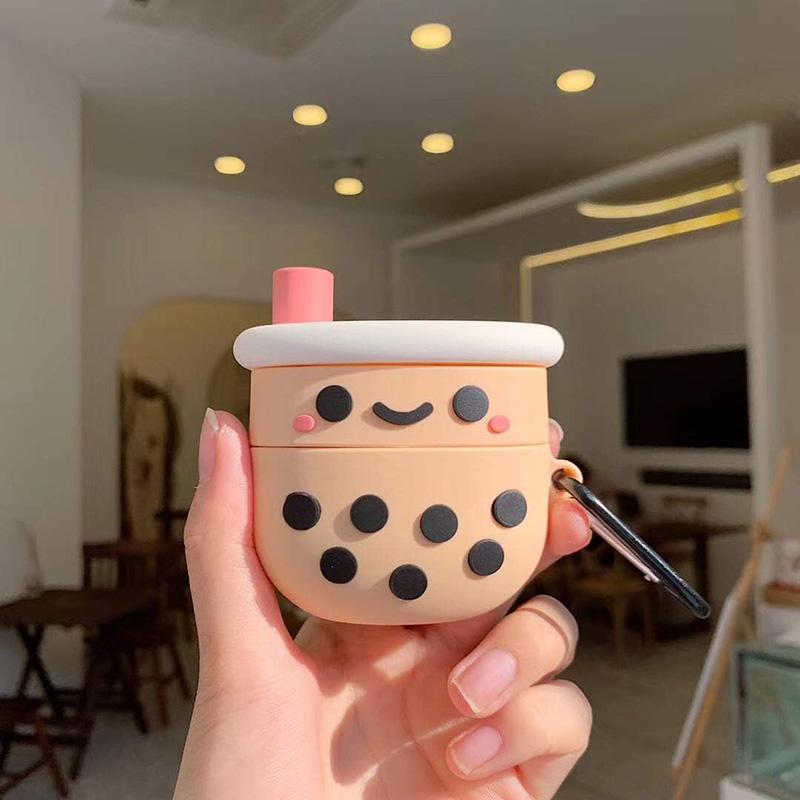 3D Milk Tea Cute Cartoon Earphone Case for Airpods 1 2 Shockproof Silicone Soft Charging Box Cover for Airpods 3 2021 Pro
