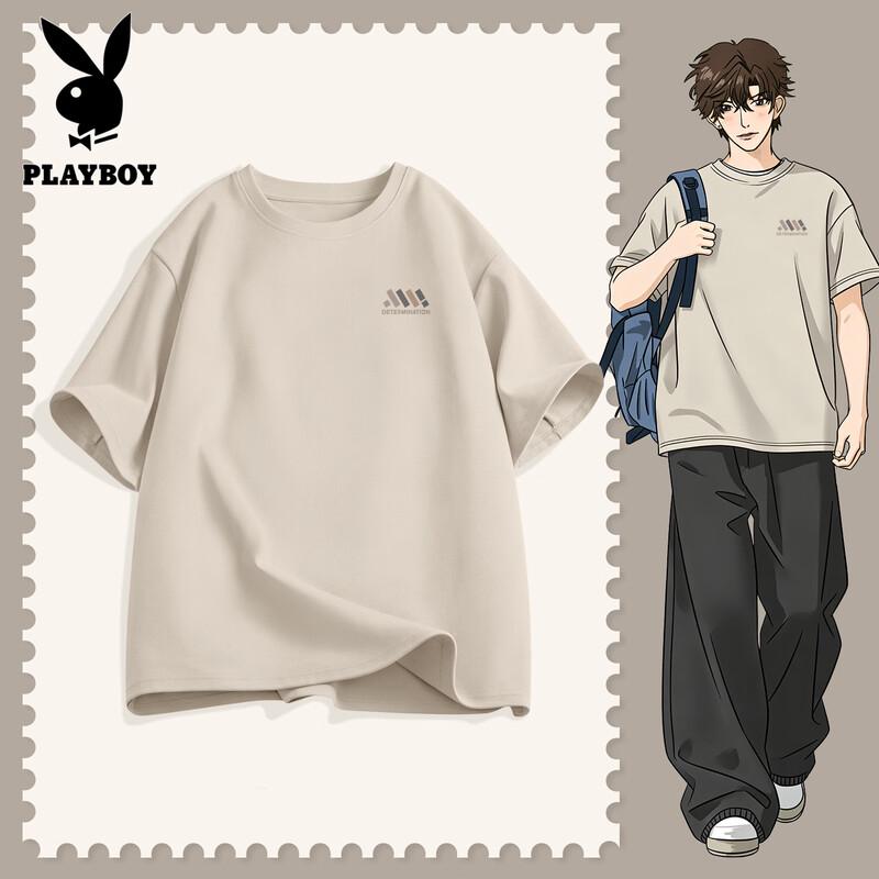 PLAYBOY Men s 2026 Summer Cotton Round Neck Short Sleeve T-Shirt 2XL