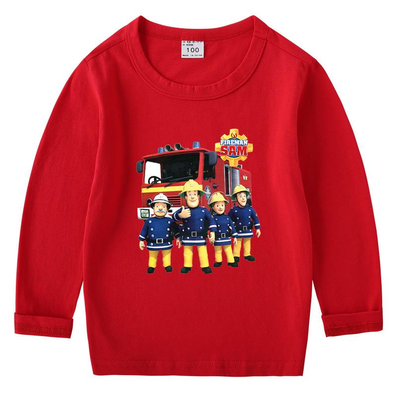

Kids Korean Firefighter Long-Sleeve Base Layer T-Shirt for Spring and Autumn 150 cm красный
