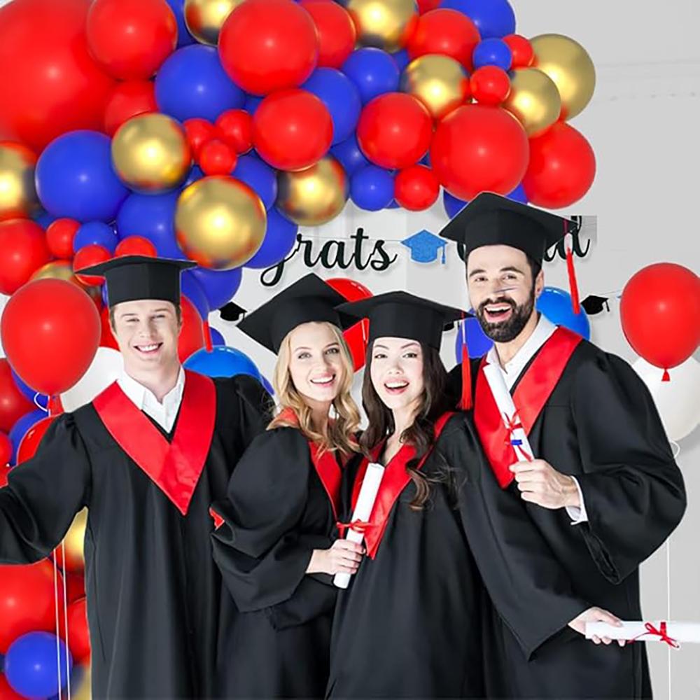 Guirlande de ballons Thème Rouge Bleu Kit d'arche à ballons Rouge Bleu Royal Or Décoration de Fête de Remise de Diplôme Mariage Anniversaire Retraite
