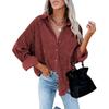 Vintage Casual Corduroy Women Shirt Jacket Cotton Blouse Women Strip Plus Size Button Pocket Loose Fashion Blouses Tops 17787