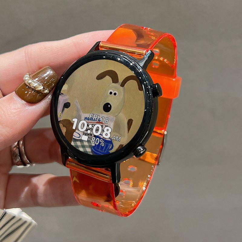 

20 мм 22 мм Универсальный прозрачный силиконовый ремешок - Летний дышащий силиконовый прозрачный сменный ремешок для умных часов Huawei Samsung Watch Watch3 【46mm 】 оранжевый