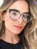 Fashion Cat Eye Rivet Glasses Frame For Women  Anti-Blue Light  Metal Frame Eyewear Vintage Eyeglasses