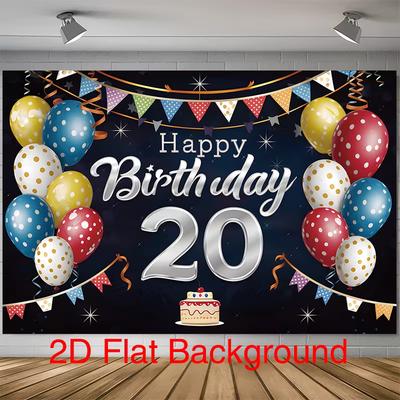 2D Retro Polka Dot 20th Birthday Backdrop Casual Celebration Photo Background