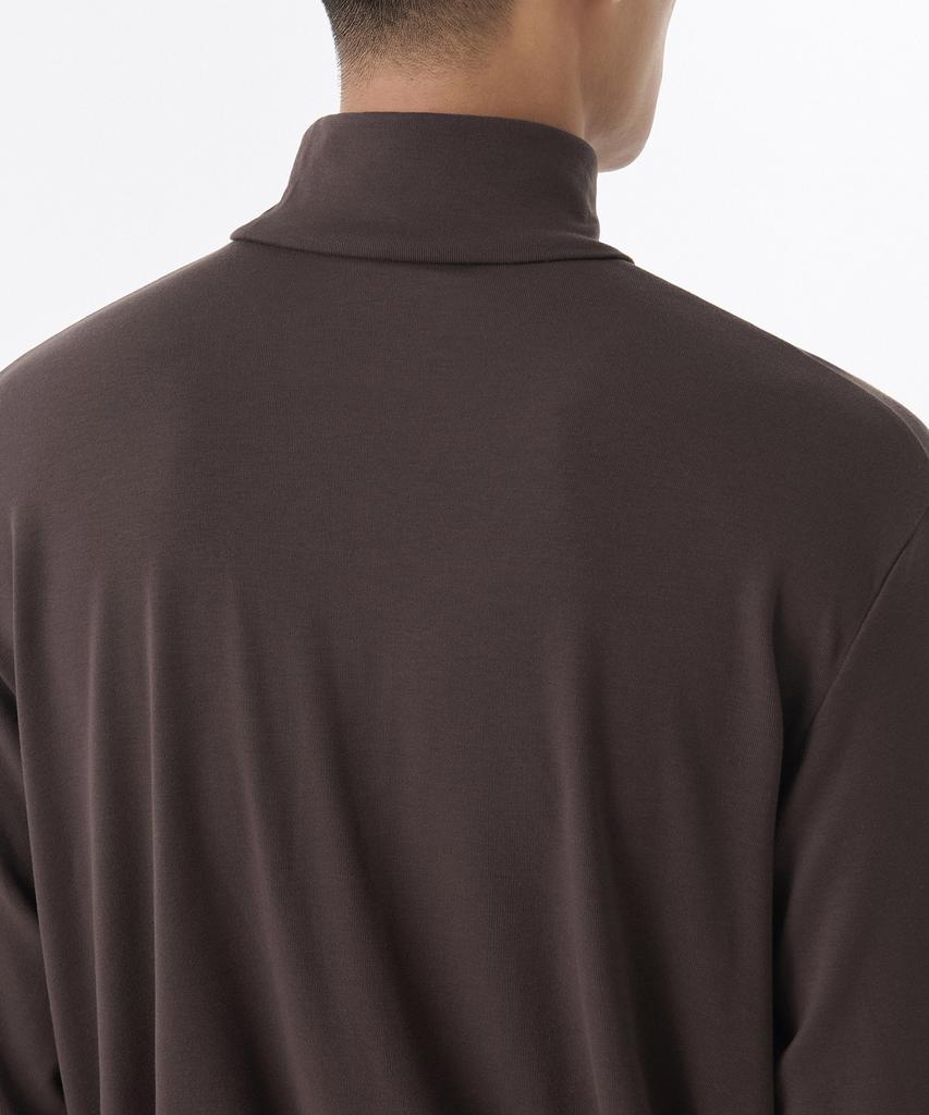 MUSINSA STANDARD Relaxed Turtleneck Long Sleeve Knit T-Shirt [Dark Brown]