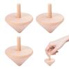 Nalaina Wooden Hand Crank Tops [Set of 3] Hand Crank Tops, Wooden Toys, Unpainted or Paintable, DIY, Indoor Play, Finger Play, Home Play, Hobby