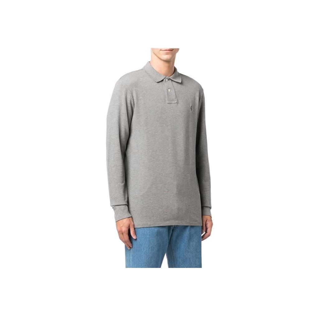Polo Ralph Lauren SS23 Solid Logo Embroidered Long Sleeve Polo Shirt Men Tops Gray 710680790-077