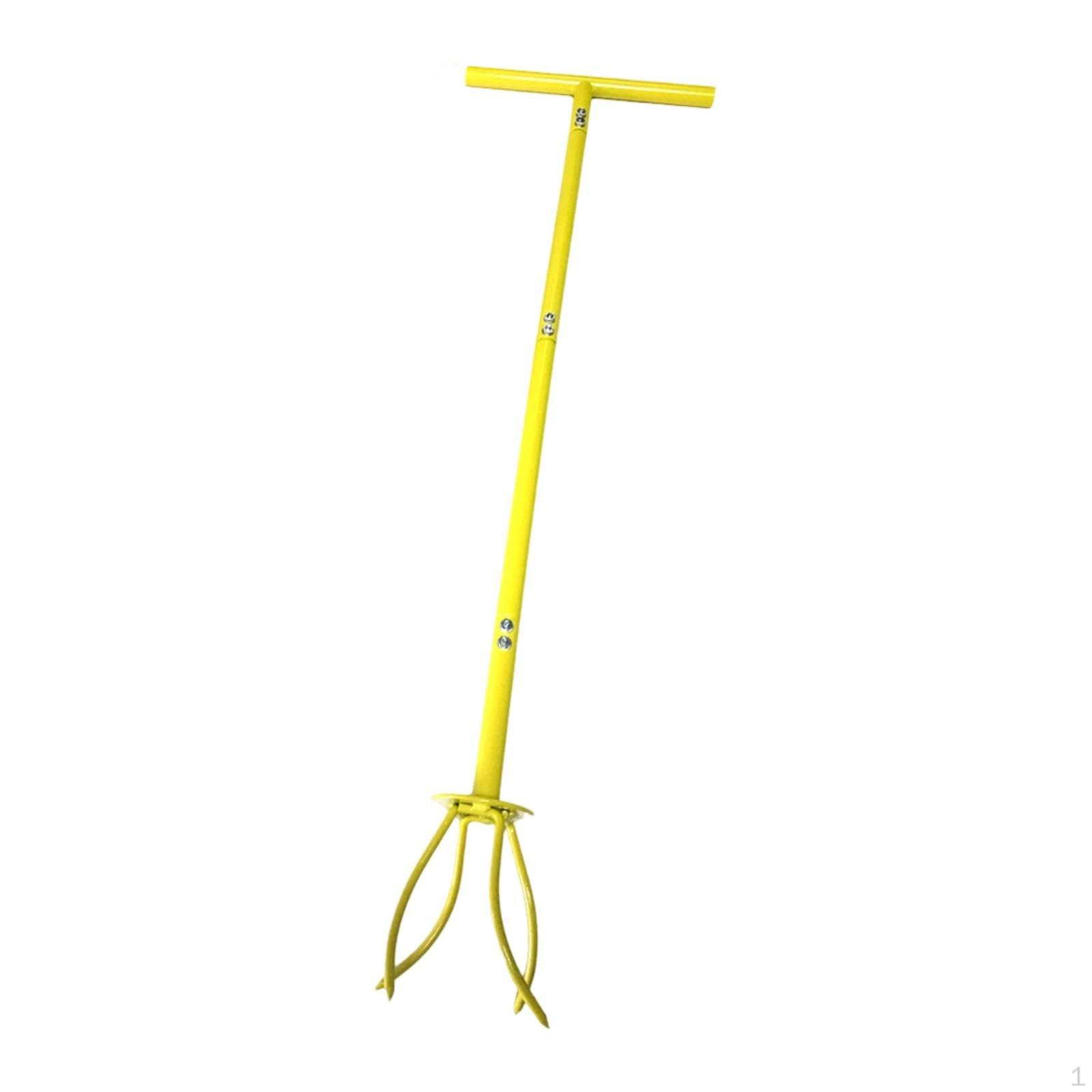 Garden Weeder Iron Construction THandle Soil Aerator Detachable Design Standing Loosener for Yellow Soil Grabber