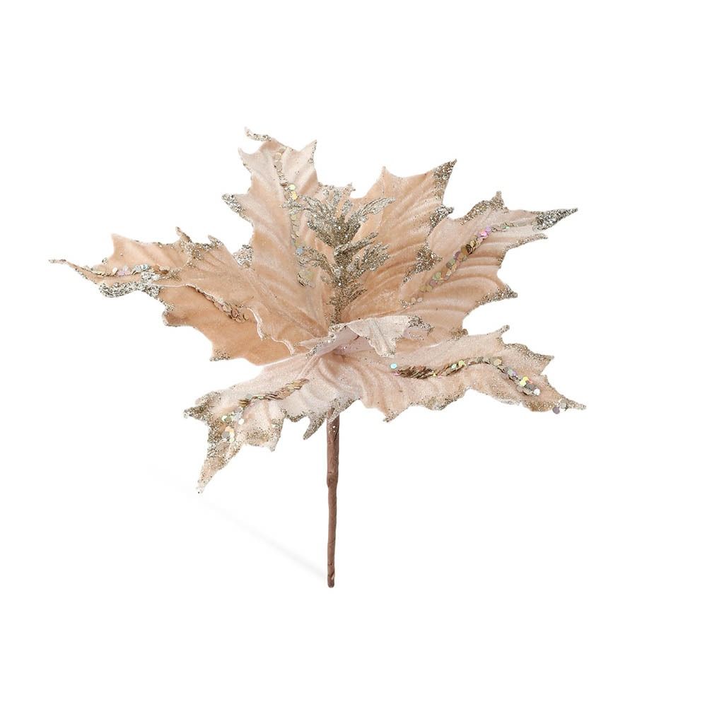 New Glitter Christmas Artificial Flowers Flannel 15cm Xmas Tree Decorations Sequin Glitter Poinsettia DIY Decoration