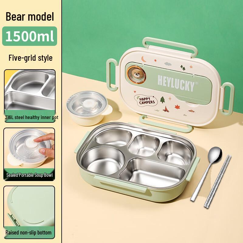 Little Bear IP 316 Stainless Steel Microwavable 5-Compartment Insulated Lunch Box