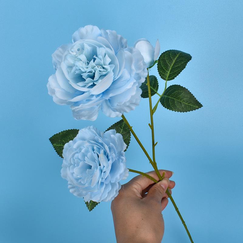 European Style 3-Head Peony Wedding Arrangement - Artificial Silk Flowers for Home Decor