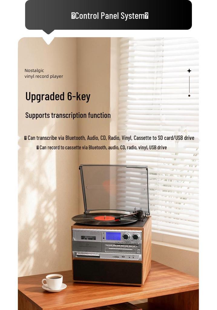 Cross Classic Multifunction Retro Record Player with HIFI Harman Sound, CD, Cassette, and Bluetooth Speaker