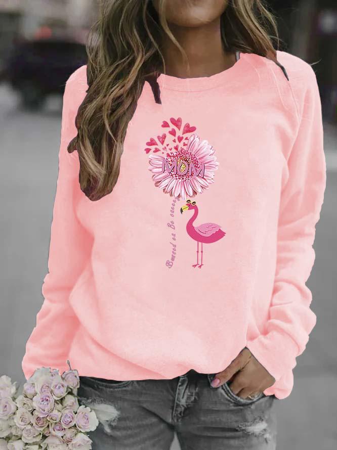 Women's Printed Round Neck Long Sleeve Sweatshirt