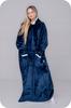 Blanket Sweatshirt Oversize Warm Thick Blanket Sweatshirt 2in1 Navy Blue Furry[Kb-Xl3]