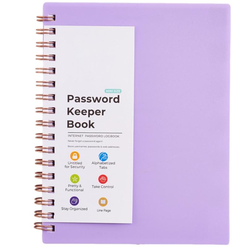 A6 Spirals Notebook Password Book Address Book with Alphabets Index Diary Writing Pad Office School Supplies for Home