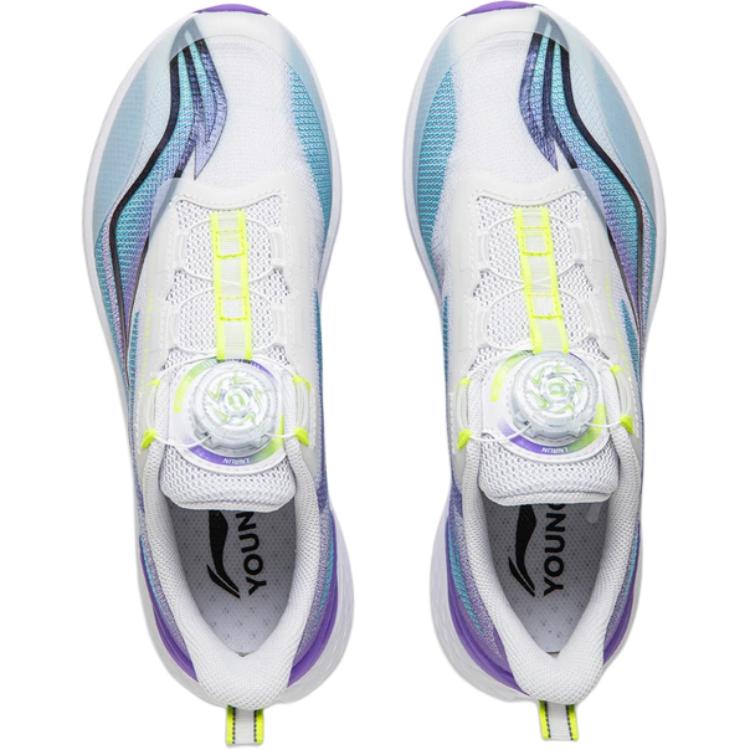 Li Ning Kids Running Chifeng V2 Comfortable Versatile Durable Low-Top Running Shoes Kids Running Shoes Purple Blue YKFV094-3