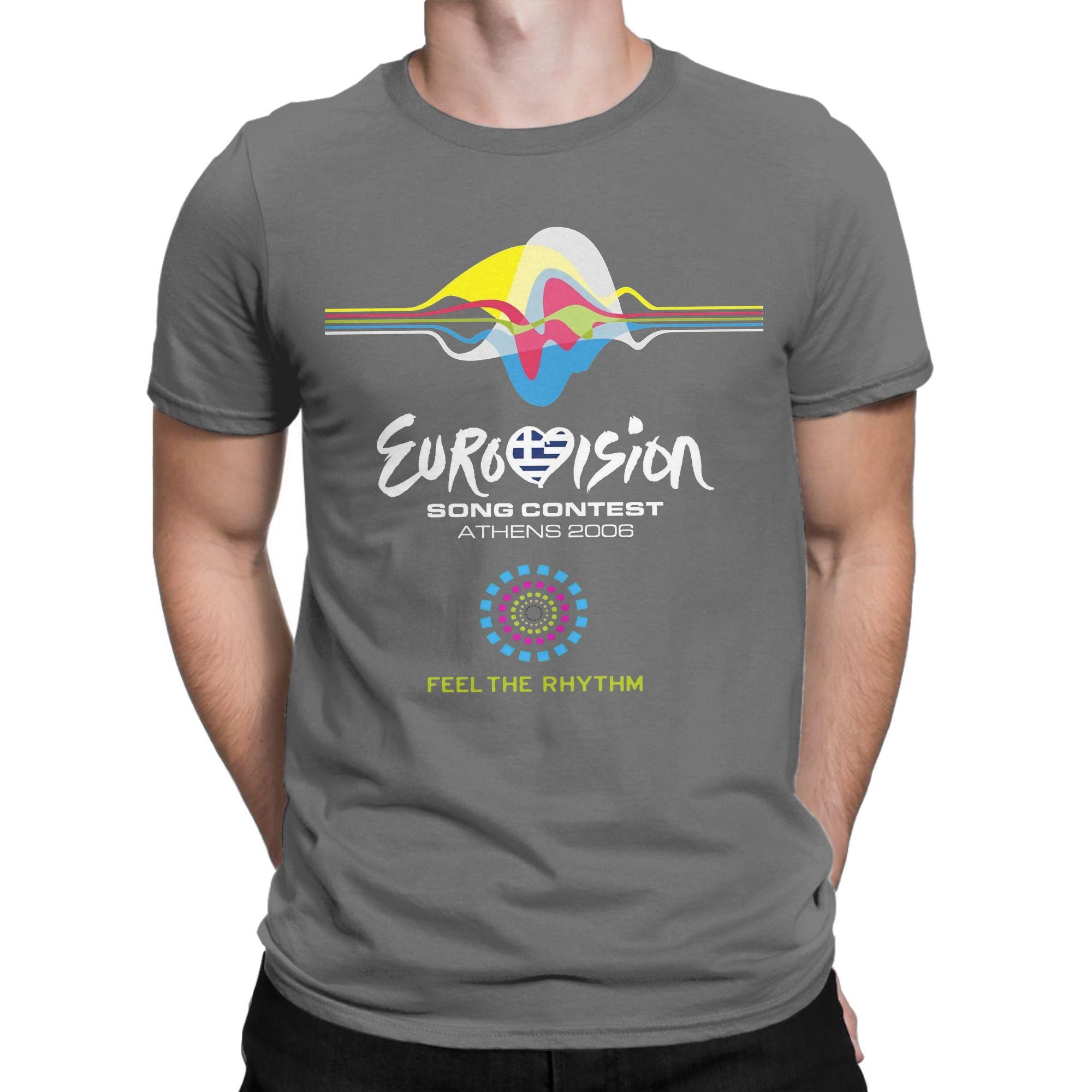 

Eurovision Song Contest 2006 T Shirts for Men 100% Cotton Crazy T-Shirt Round Collar Tees Short Sleeve Tops Gift XXXL темно-сірий колір
