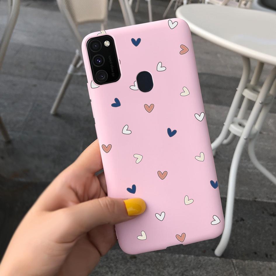Pro Samsung M21 Pouzdro 6,4 palce Měkký Silikonový Kryt s Srdcem TPU Pro Samsung Galaxy M21 M 21 SM-M215F M215 Zadní Kryt Telefonu Funda