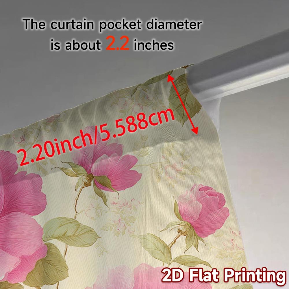 2D FLAT PRINTING 2pcs Curtains (Without Rod) Floral Pink Roses Pattern April Fools is Day Festival Creative Curtains Machine