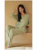 Women's High-End Modal Pajama Set: Long-Sleeved Top, Trousers, Chest Pads - Ideal for Autumn and Winter