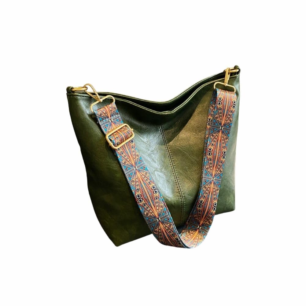 

YMSTco Богемная Минималистичная Этническая Сумка-Хобо, Сумка через Плечо, Искусственная Кожа, Стильная, Женская, Регулируемый Плечевой Ремень (Хаки Зеленый)