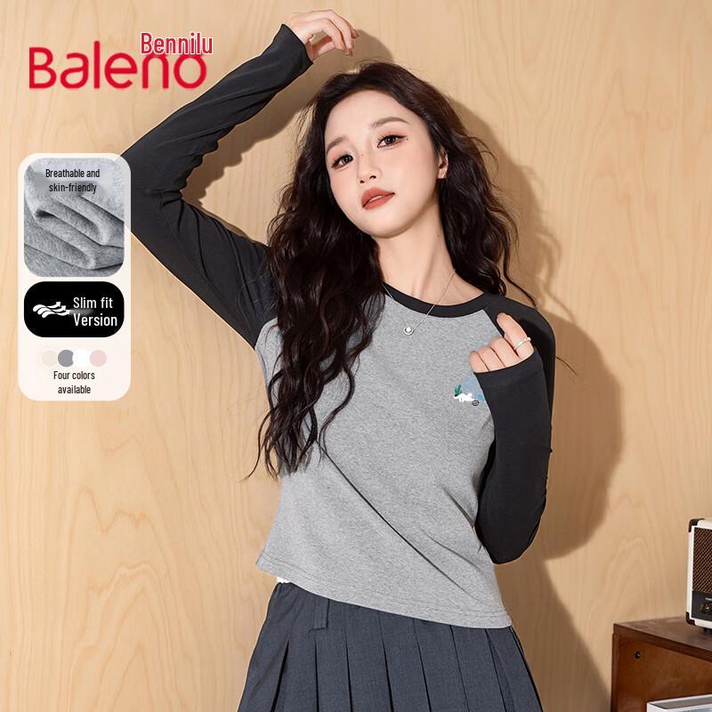 Baleno Women s Slim Fit Color Block Long Sleeve T-Shirt S