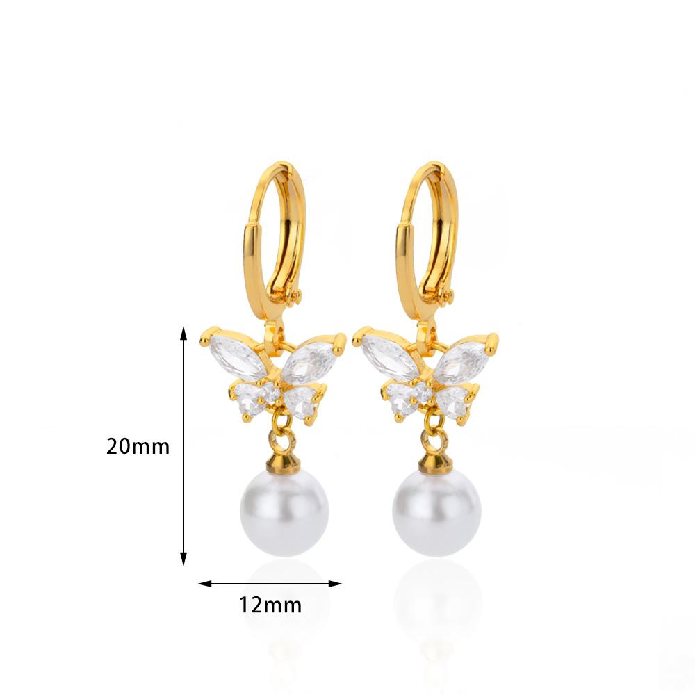 Butterfly Stainless Steel Simulation Pearl Earrings for Women Piercing Earring Aesthetic Jewelry Gift