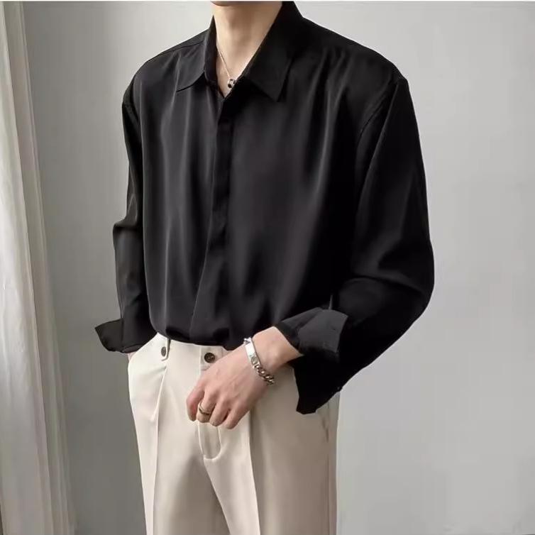 Men's Summer 2025 Lightly Mature Loose Fit Non-Iron Long Sleeve Shirt