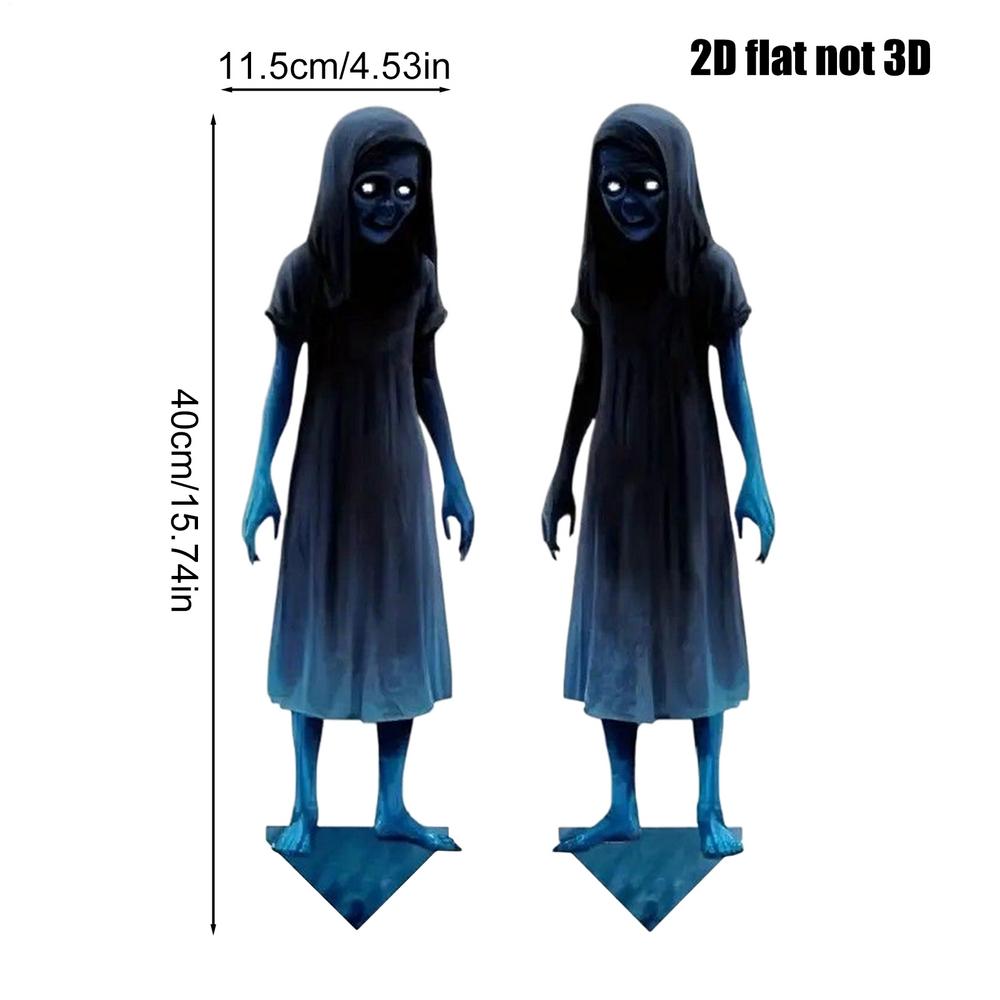 Twins Halloween Yard Signs Horror Twins Halloween Yard Sign Stakes Double Ghost Garden Stakes for Yards Patios Gardens Parties