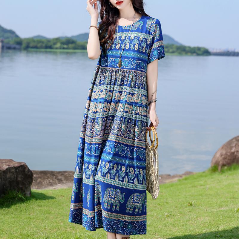 

Элегантное женское летнее платье большого размера с коротким рукавом, повседневное длинное платье, женская винтажная одежда 5XL