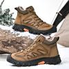 Fashion Genuine Leather Men's Snow Boots Super Warm Plush Outdoor Boots Retro Style Non-slip Hiking Boots Winter Travel Hiking Footwear