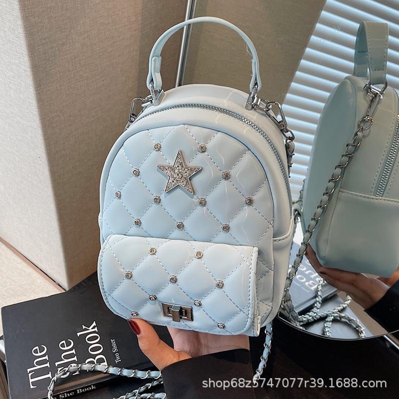 Xiaoxiangfeng Backpack Women's 2025 New Fashion Diamond Chain Messenger Bag Versatile Travel Small Backpack