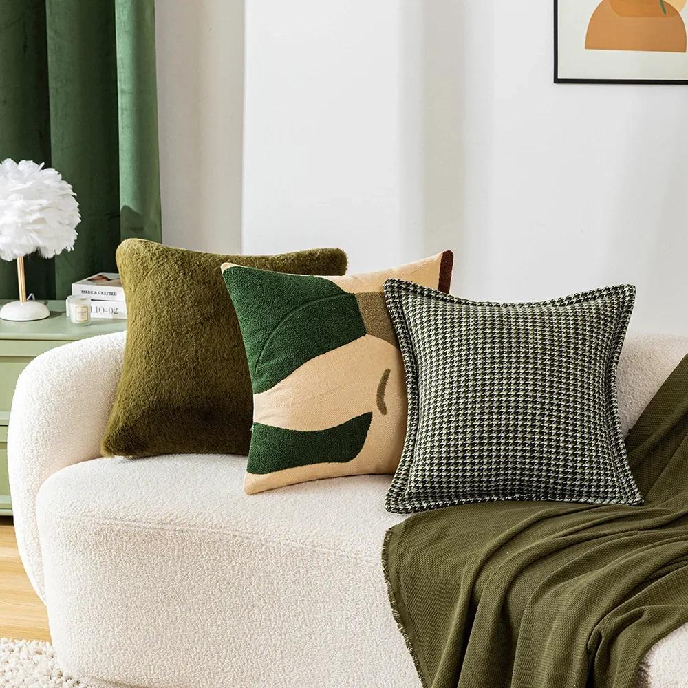 45x45CM Modern Green Throw Pillow Cover Artistic Design Living Room Sofa Cushion Cover Decorative Home Pillowcase