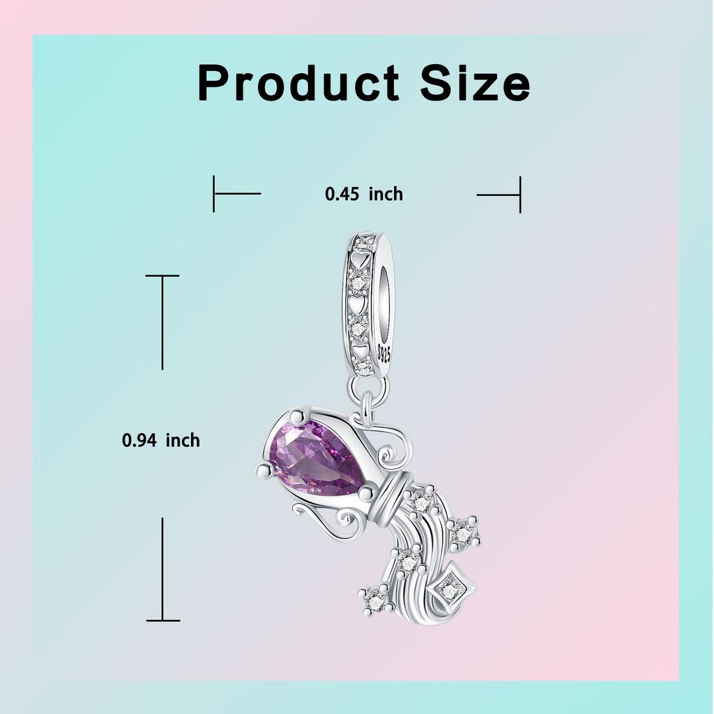 925  Silver January-December Birthday Stone Love Zircon Pendant Bead Fit Charms Necklace Bracelet Women Jewelry DIY Gift