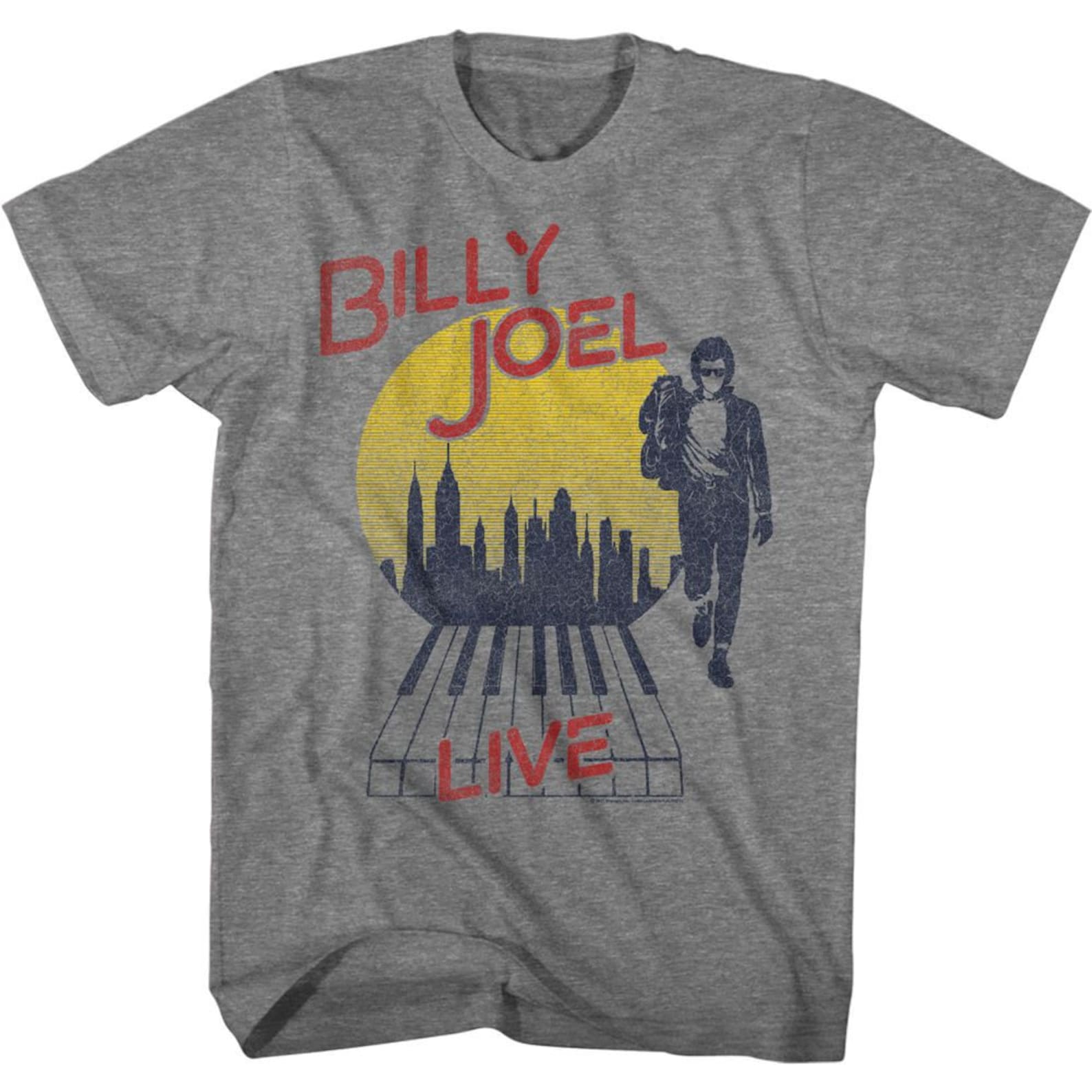 Billy Joel B Joel Live City Graphite Heather Adult T-Shirt 2XL