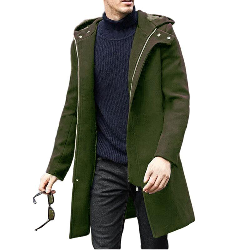 European version of the new large-size woolen coat men's casual coat medium and long double-breasted