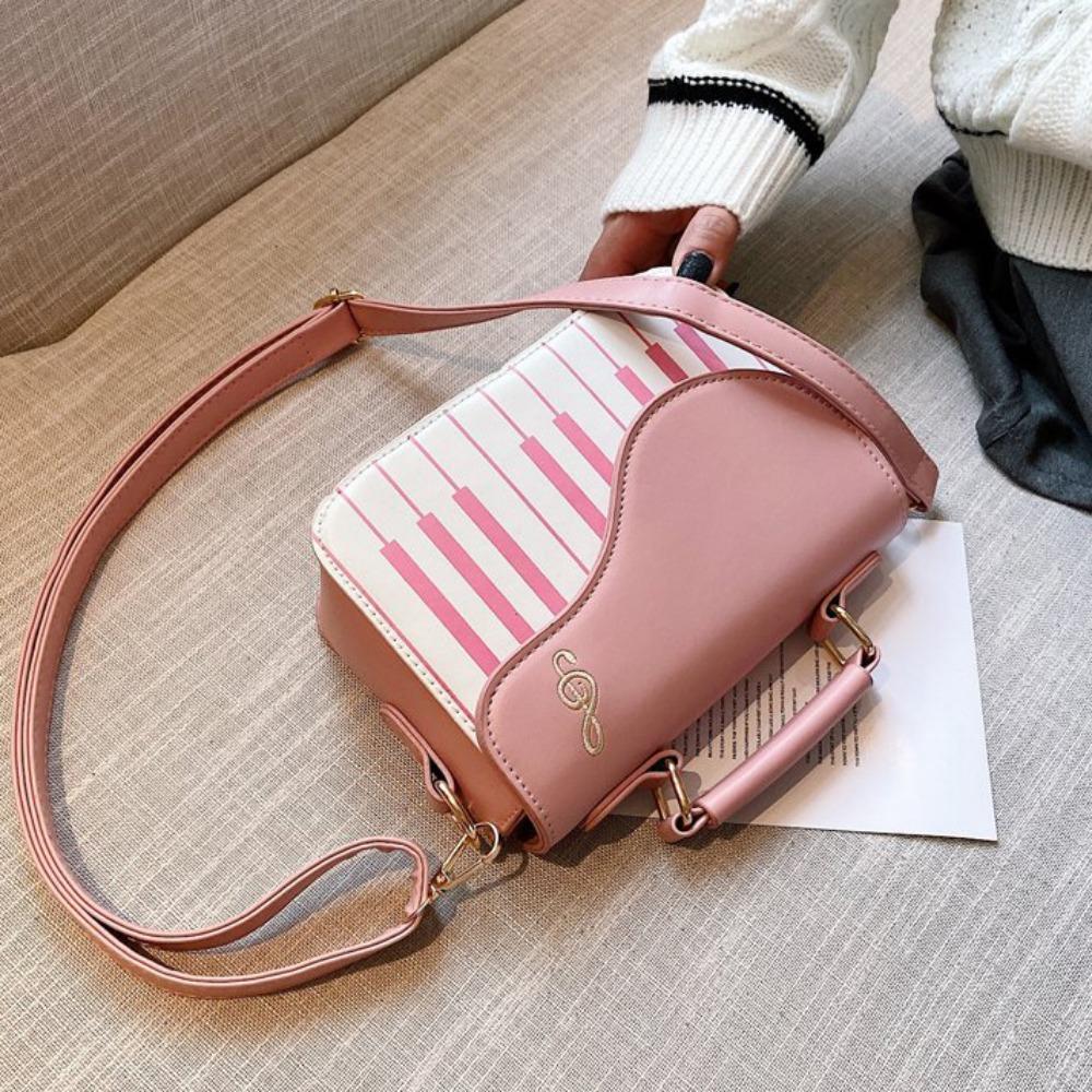 Crossbody Mini Square Bag Large Capacity PU Leather Bag Casual Piano Pattern Shoulder Bag  Shopping