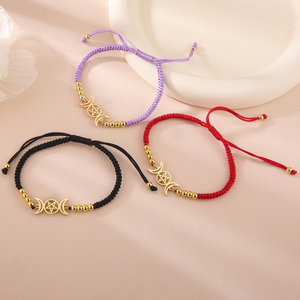 Náramek Tři měsíční bohyně pro ženy Muže Nastavitelná šňůrka Hekaté Spirální amulet Pohanská šperky Čarodějnice Luna Pentagram Přívěsek