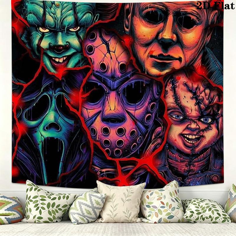 Chucky Wall Tapestry Aesthetic Wall Hanging Printed Fabric Blanket Decorative Tapestries for Bedroom Living Room Home Decor