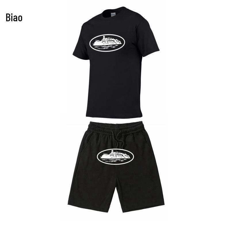 Letní Evropský & Americký Design Pekelná Věznice Unisex Tričko a Šortky Dvoudílná Sada