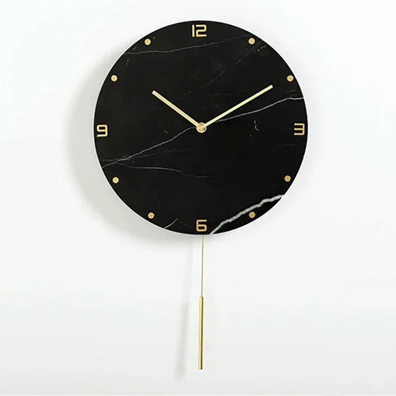 Nordic Large Wall Clock Modern Design Natural Marble Clocks Home Decor for Living Room Luxury Silent Watches Bedroom DecorM5Q1K1