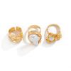 Landscape Water Drop Hug Open Ring, Liquid Metal Pleated Baroque Pearl Ring