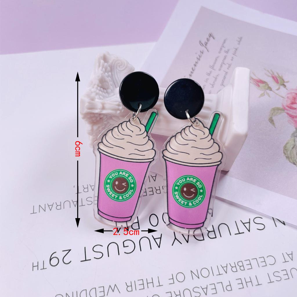 Summer Cute Fun Graffiti Transparent Acrylic Flower Earrings Women'S Simple Versatile Silver Needle Earrings Bow